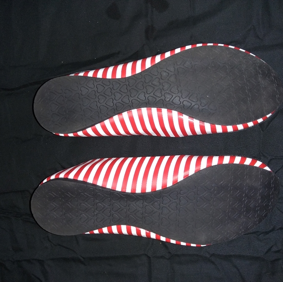 SOLD Black Cat Red Stripped Tuk Flats - Picture 2 of 3